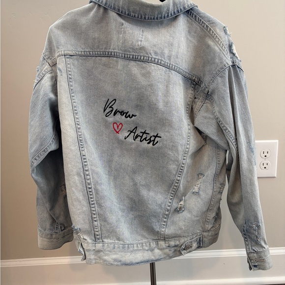 “Brow Artist” Embroidered Jean Jacket! - Picture 1 of 4